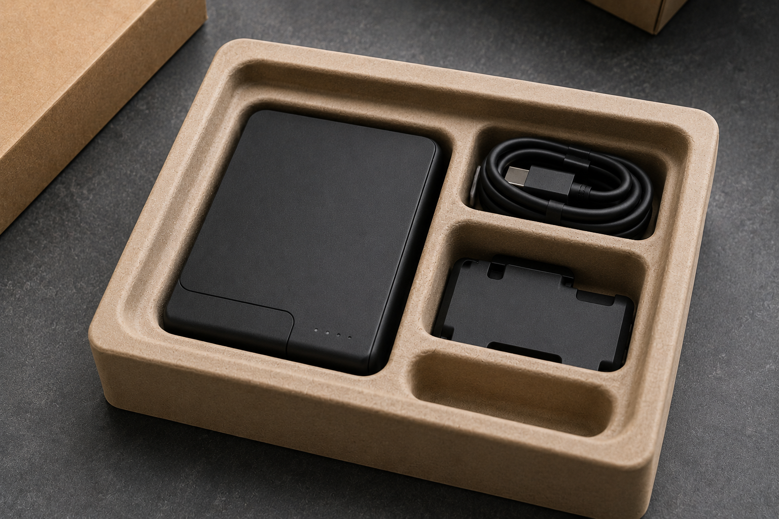Electronic device pulp mold insert with smooth wet press finish by PT Print