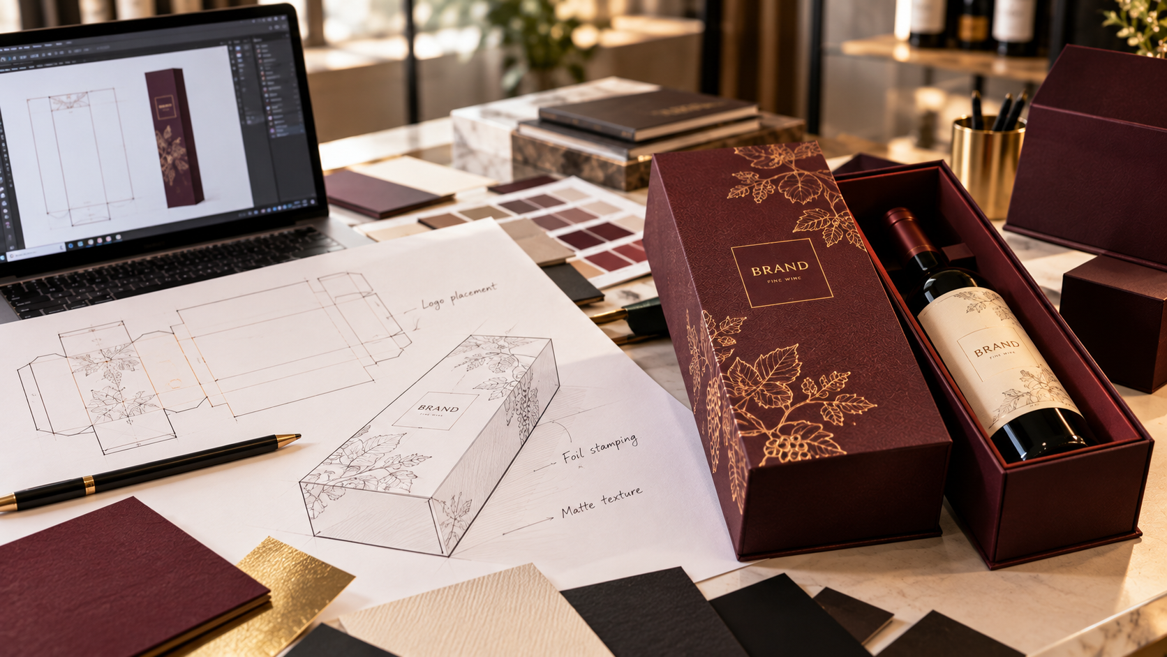 Step C: rigid box finishes given an exact position on the artwork