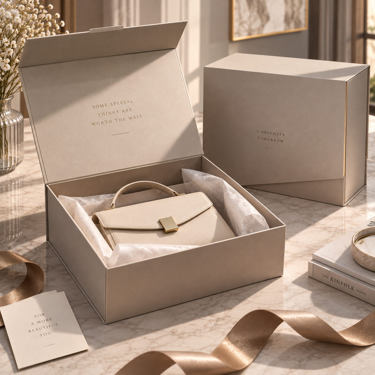 Magnetic closure rigid box used as a handbag box, by PT Print
