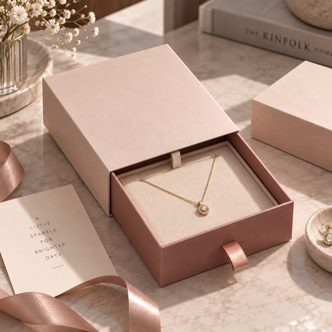 Drawer rigid box used as a jewellery box, by PT Print