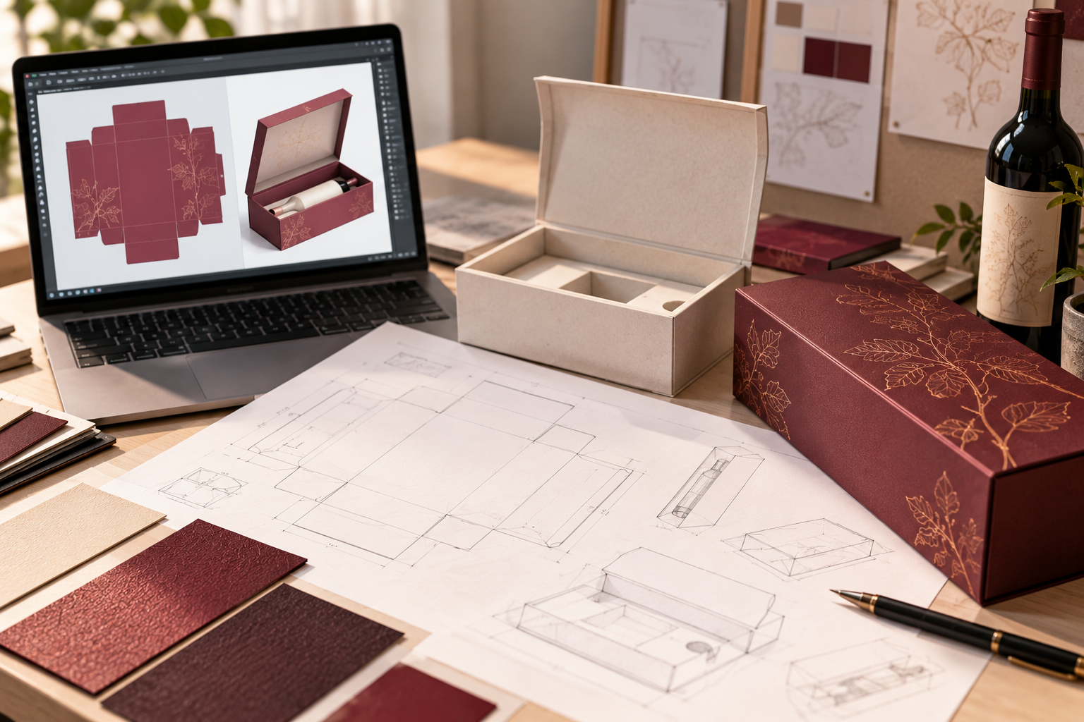 Step B: rigid box artwork developed from the customer's files or by our design team