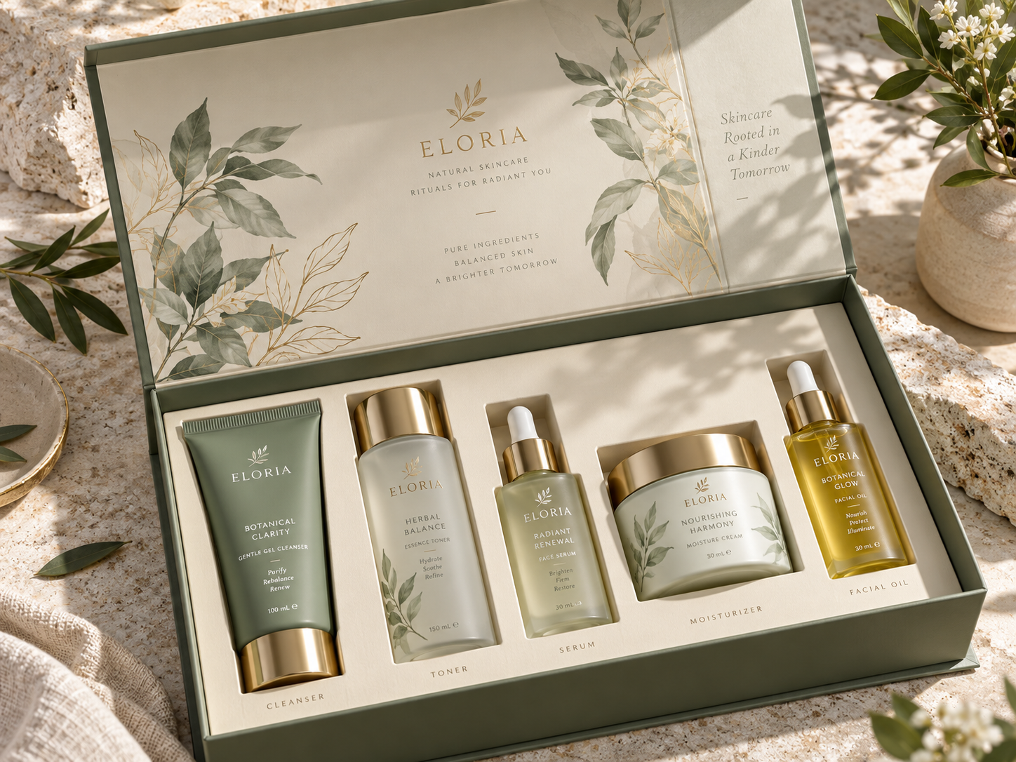 Rigid box packaging for a skincare set by PT Print