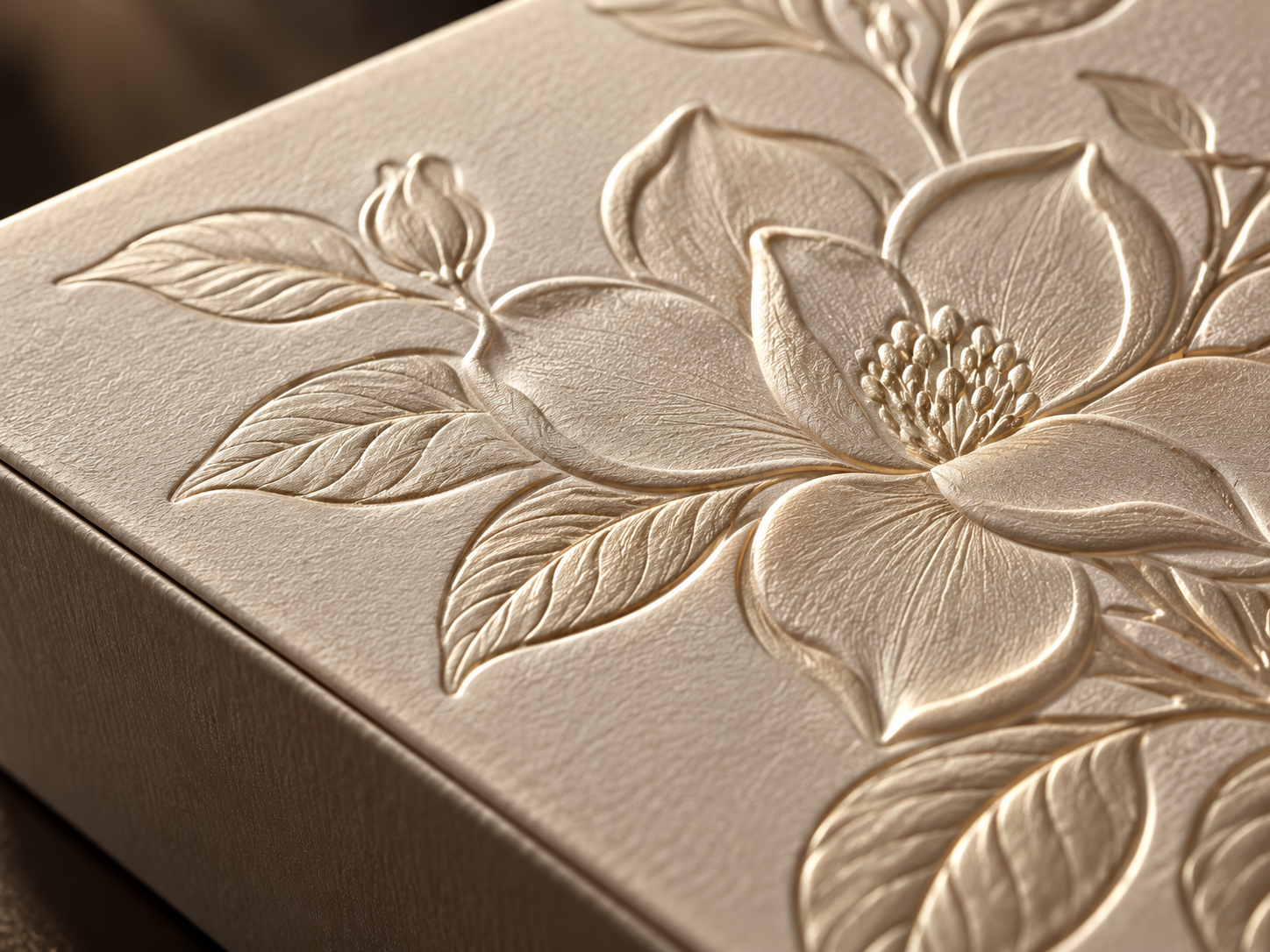 Embossed finish on a printed packaging sample
