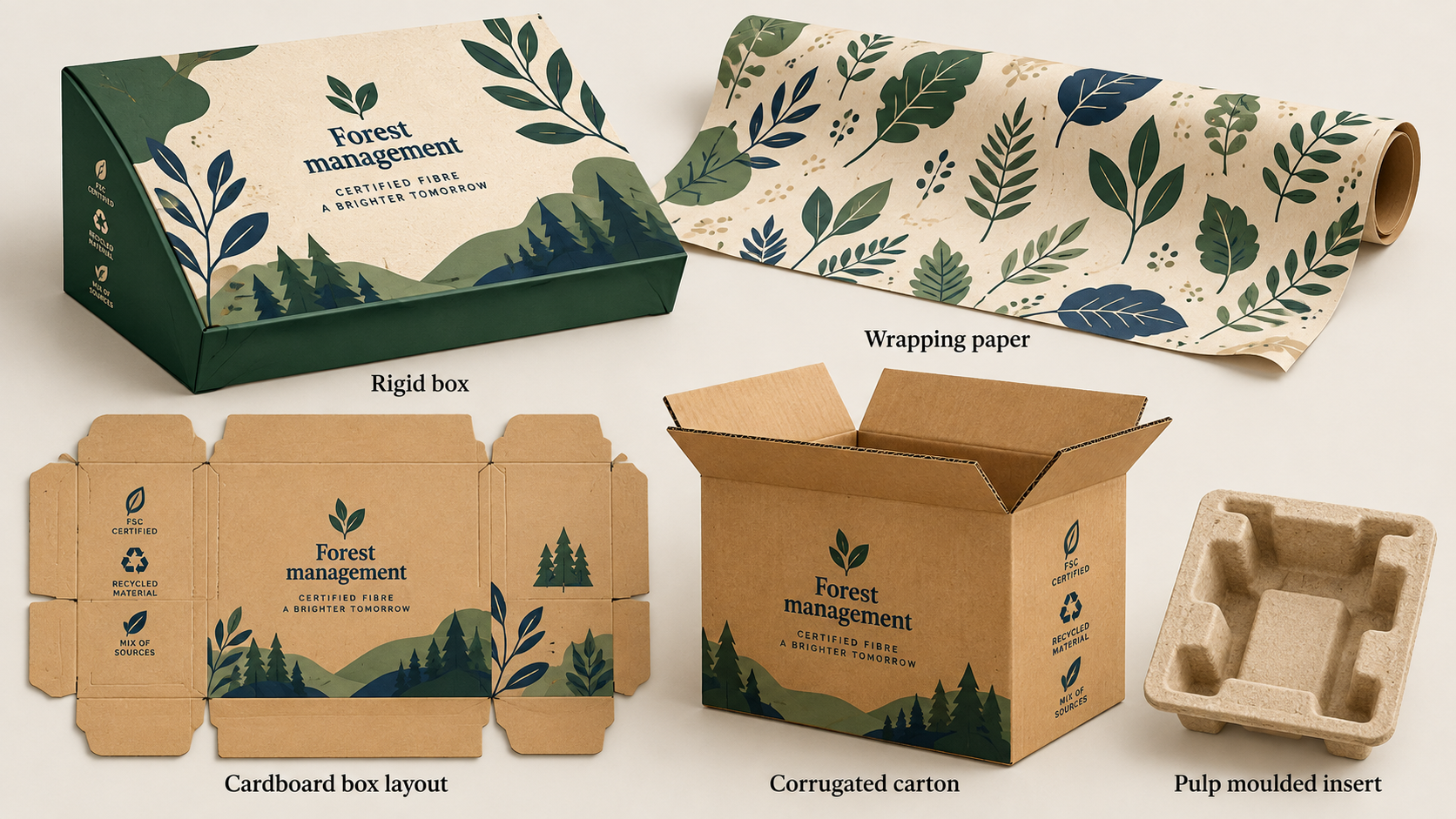 Paper based parts of rigid box, cardboard box, corrugated box and pulp moulded insert packaging